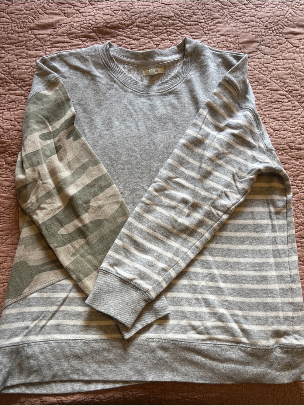Maurices Gray Camouflage & Stripe Pullover Sweatshirt